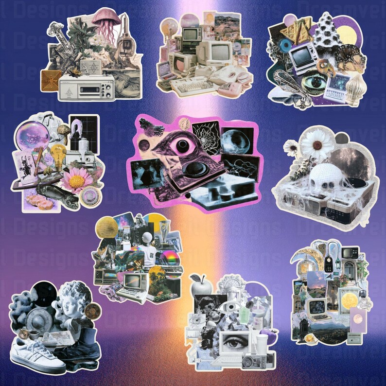 Weirdcore Collage Sticker Kit, Surreal Dreamcore Clipart, Indie ...