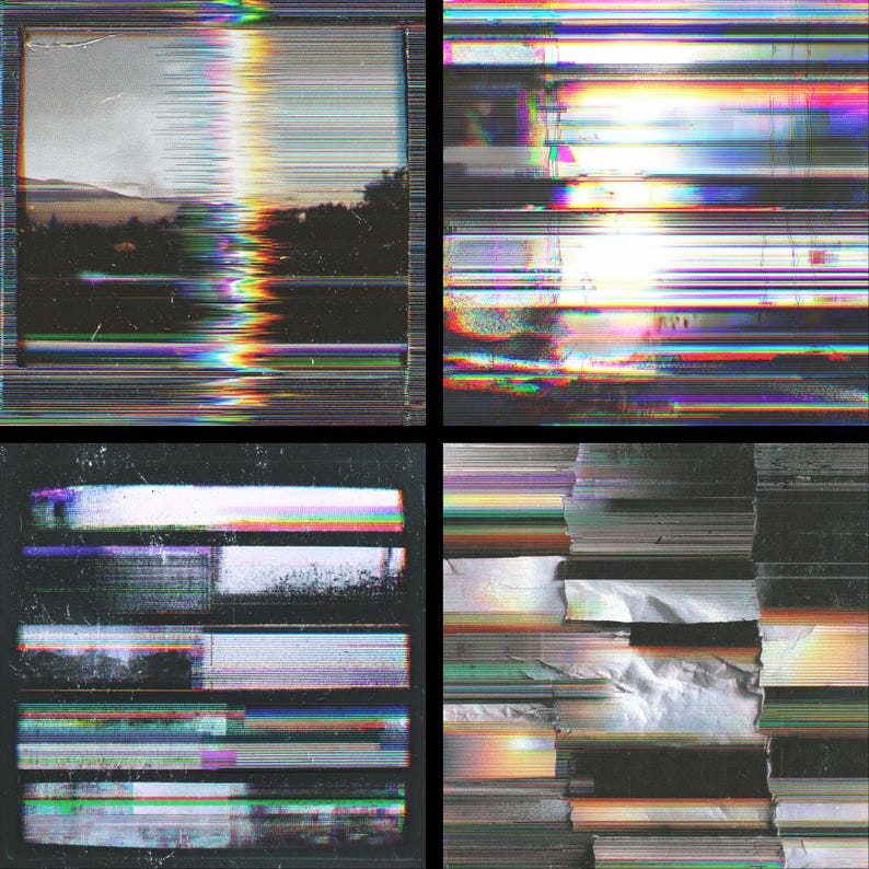 VHS Glitch Texture Digital Paper Pack, Analog Background PNG (digital ...