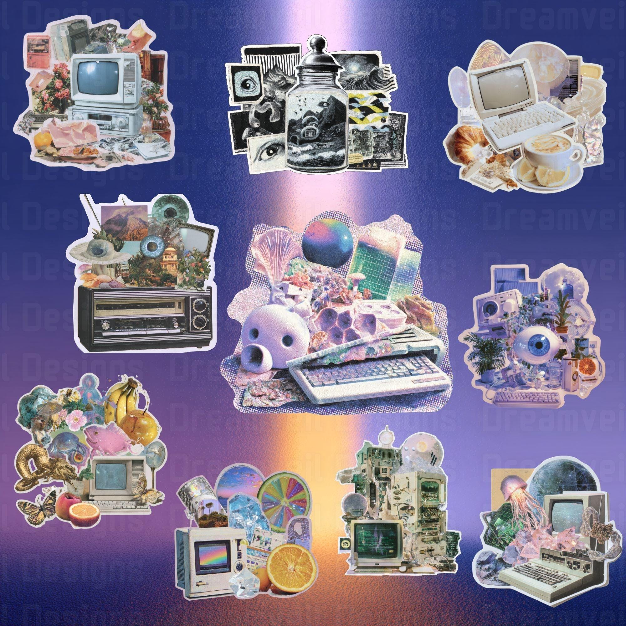 Weirdcore Collage Sticker Kit, Surreal Dreamcore Clipart, Indie ...