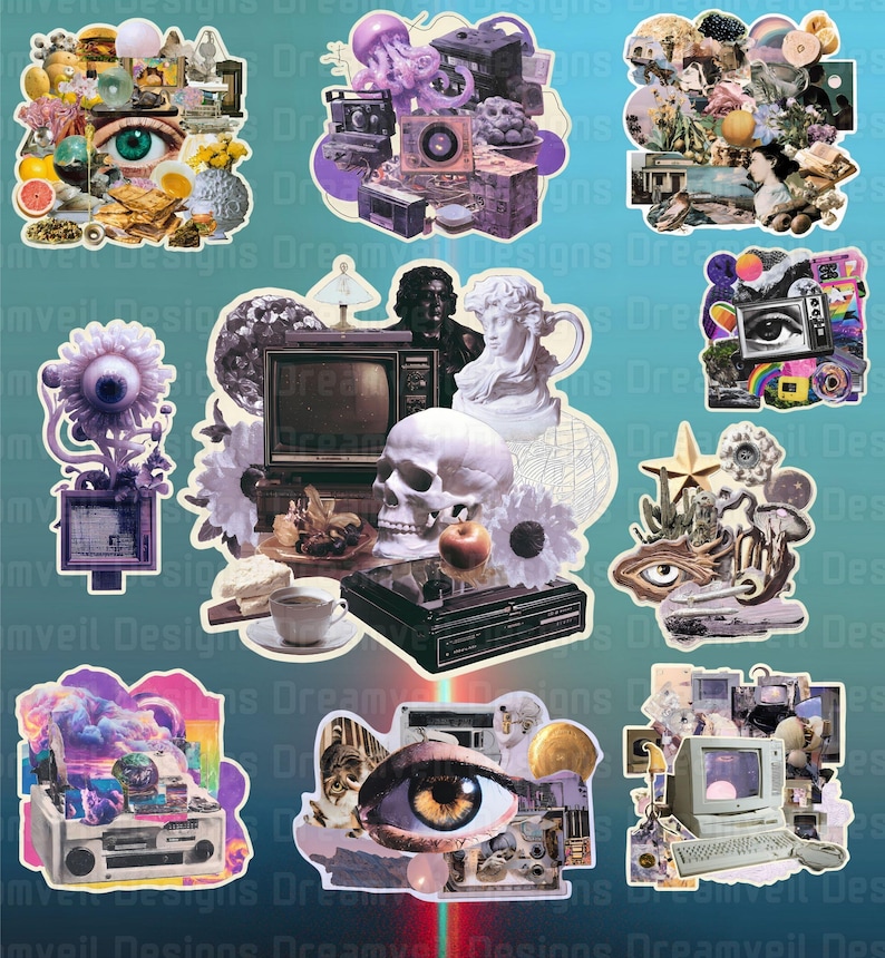 Weirdcore Collage Sticker Kit Vol.1 PNG, Dreamcore Surreal Clipart ...