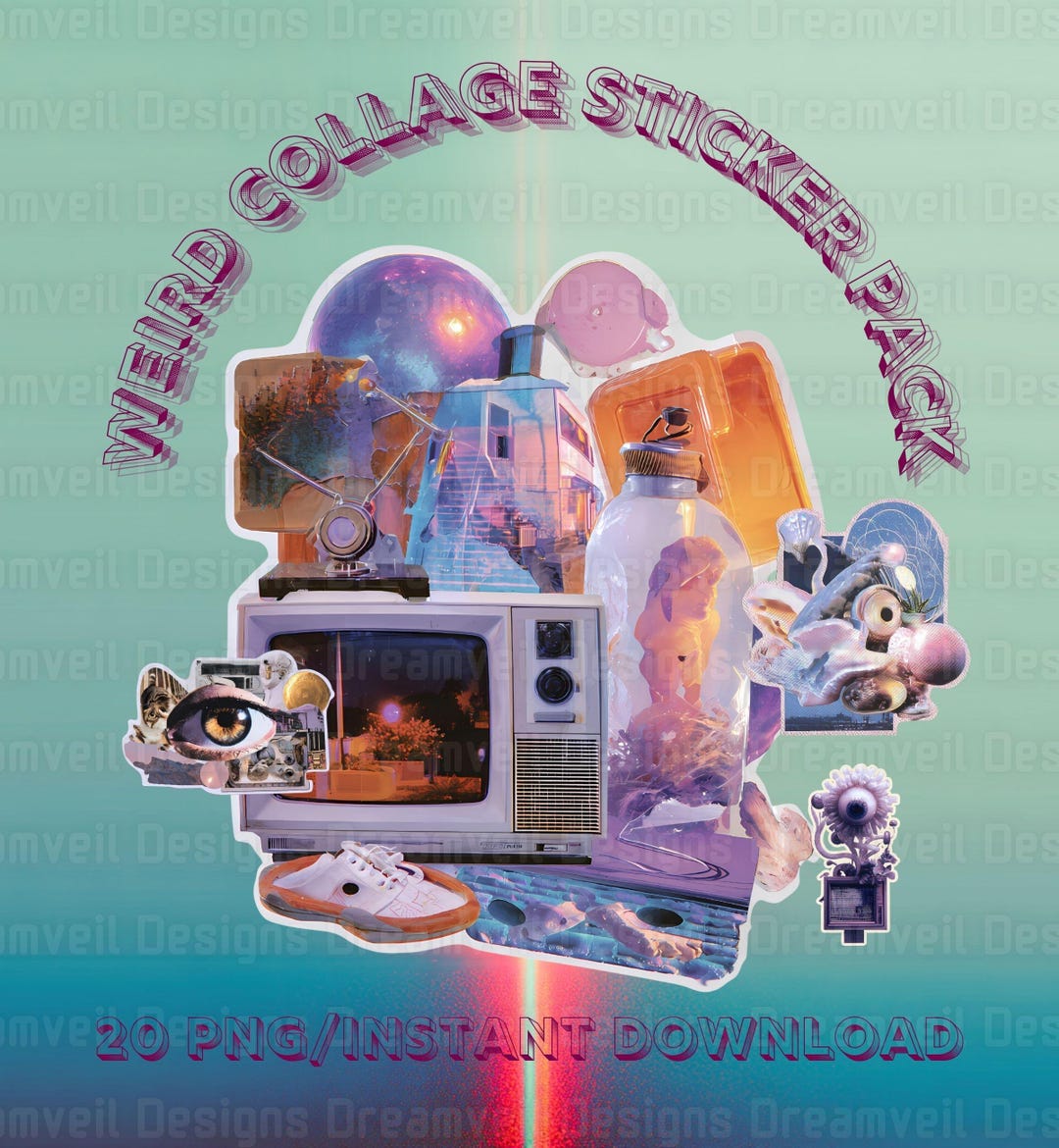 Weirdcore Collage Sticker Kit Vol.1 PNG, Dreamcore Surreal Clipart ...
