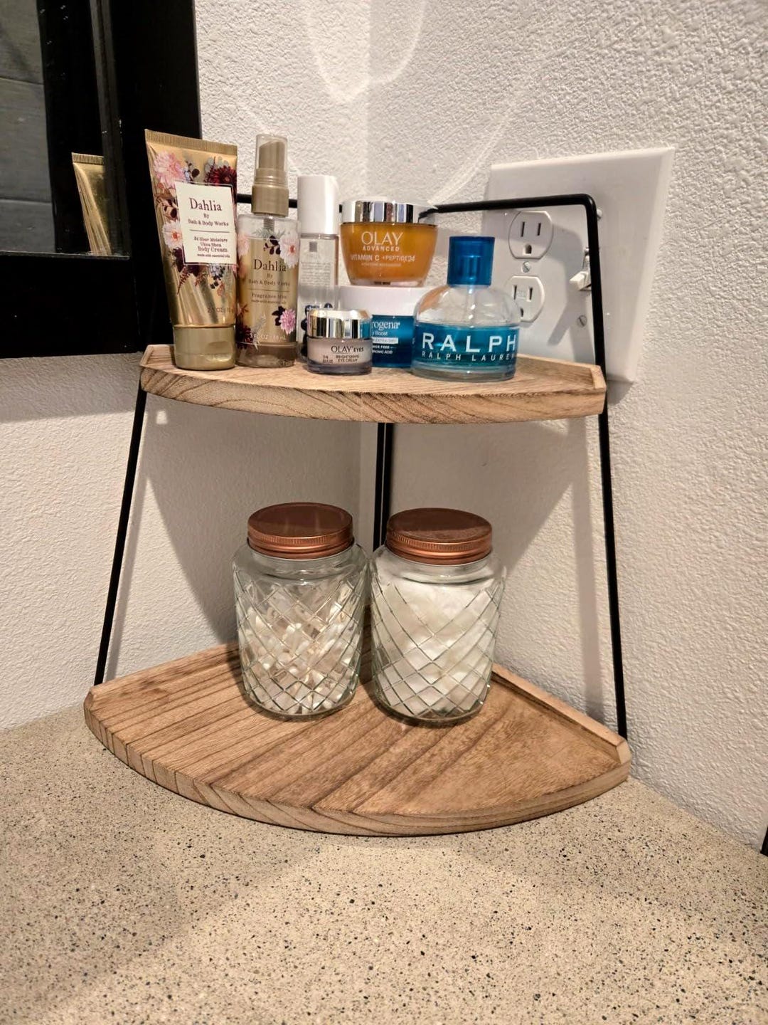 Vanity Organizer Rack 2 Tier Bathroom Counter Organizer, Wooden Vanity Storage Rack for ...