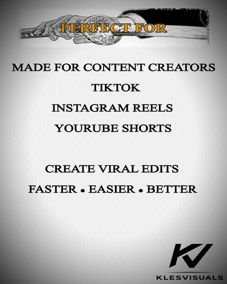 May include: A grayscale graphic with the text "PERFECT FOR" above the words "MADE FOR CONTENT CREATORS." The image lists platforms: TikTok, Instagram Reels, and YouTube Shorts. The text "CREATE VIRAL EDITS" is also visible.