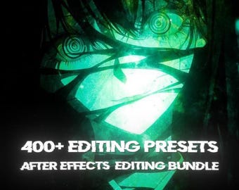 Paquete de edición para After Effects / Más de 400 preajustes, LUTs, transiciones, efectos de vibración y superposiciones (descarga digital)