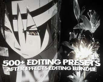 Paquete de más de 500 elementos de edición para After Effects: preajustes, LUTs, superposiciones, efectos de vibración y transiciones (descarga digital).