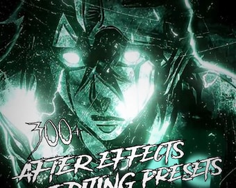 Paquete de más de 300 recursos de edición para After Effects: preajustes, LUTs, transiciones, efectos de vibración y superposiciones (acceso de por vida).