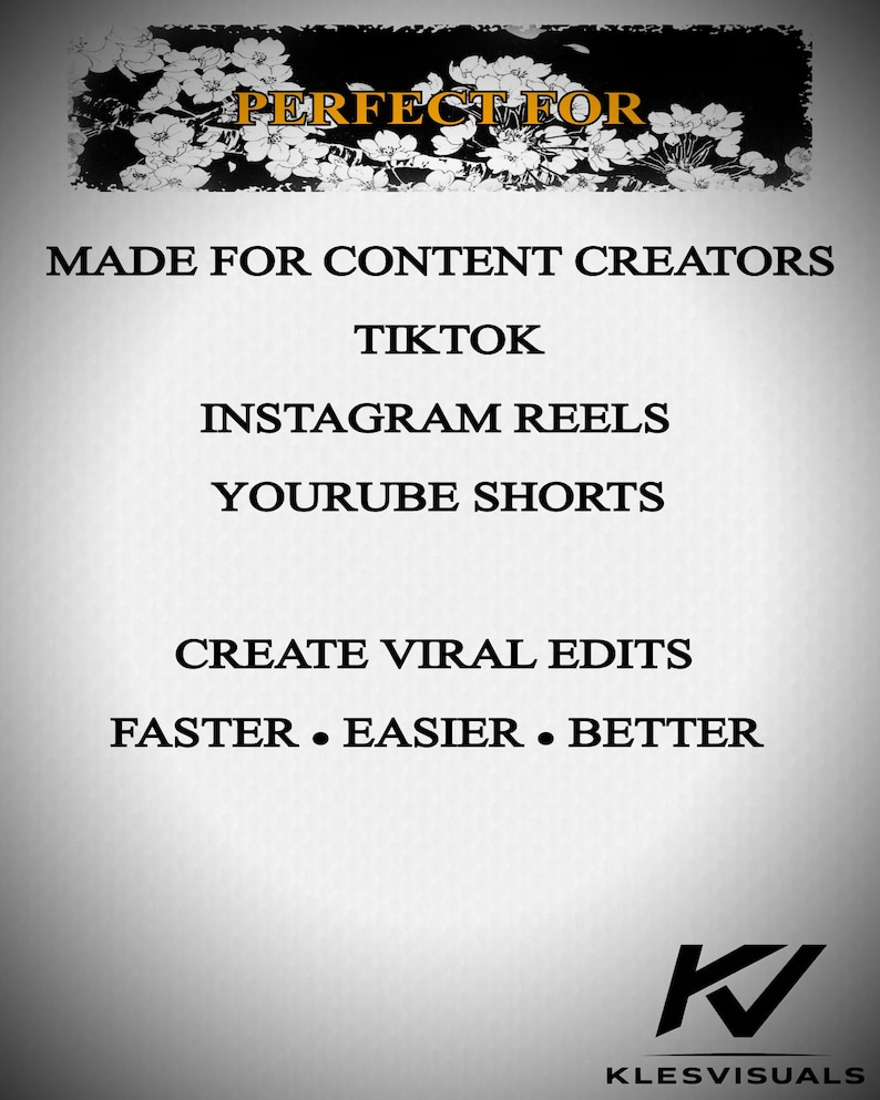 Puede incluir: Fondo blanco con texto negro que promociona la creaci&oacute;n de contenido para TikTok, Instagram Reels y YouTube Shorts. El texto dice "PERFECTO PARA", "HECHO PARA CREADORES DE CONTENIDO", "CREA EDICIONES VIRALES" y "M&Aacute;S R&Aacute;PIDO &bull; M&Aacute;S F&Aacute;CIL &bull; MEJOR".