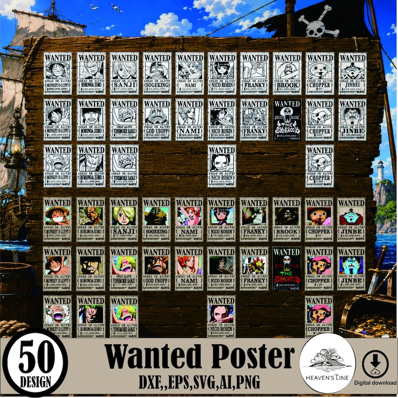 carteles-de-se-busca-de-one-piece-etsy-m-xico