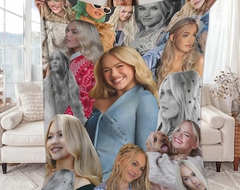 Koc polarowy Freya Skye, gadżety dla fanów Freya Skye, koc polarowy z kolażem z piosenkarką pop, prezent do pokoju nastolatki, koc gwiazdy popu, prezent świąteczny