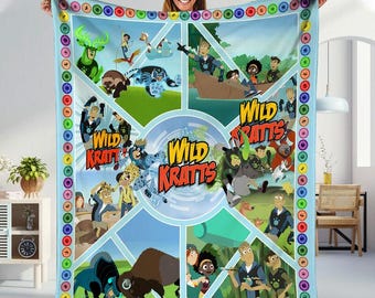 Manta polar de Wild Kratts, manta acogedora con personajes de Wild Kratts, regalos navideños para la familia, regalo para niño o niña en su cumpleaños, Disneyland Safari