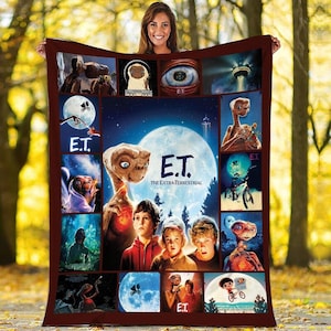 E.T. The Extra-Terrestrial Fleece Blanket, E T Elliott Gertie Tyler Throw Blanket For Bed Couch Sofa, Christmas Gifts, SciFi Movie Geek Gift