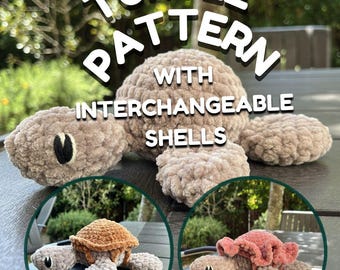 Turtle crochet pattern with basic + ruffled shell