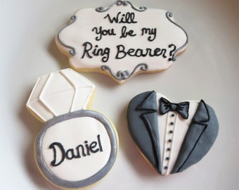 Ring Bearer Cookies, Ring Bearer Gift, Ring Bearer Proposal, Will You Be My Ring Bearer Cookies, Groomsman Cookies, Proposal, Ring, Tuxedo