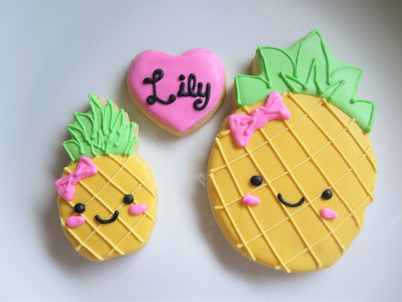 Pineapple Cookies Pineapple Hawaiian Baby Shower Favors Etsy