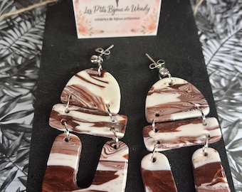 Anello lungo marrone e beige