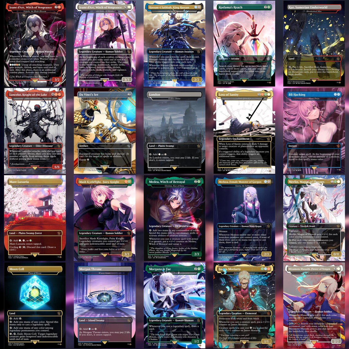 Fate Grand Order Commander Deck | Custom EDH Deck 100 Cards + Tokens ...