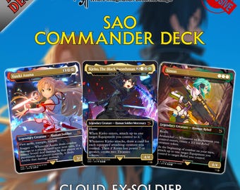 Mazo de comandante de SAO / Cloud, Ex_SOLDIER / Mazo proxy EDH personalizado de 100 cartas + fichas