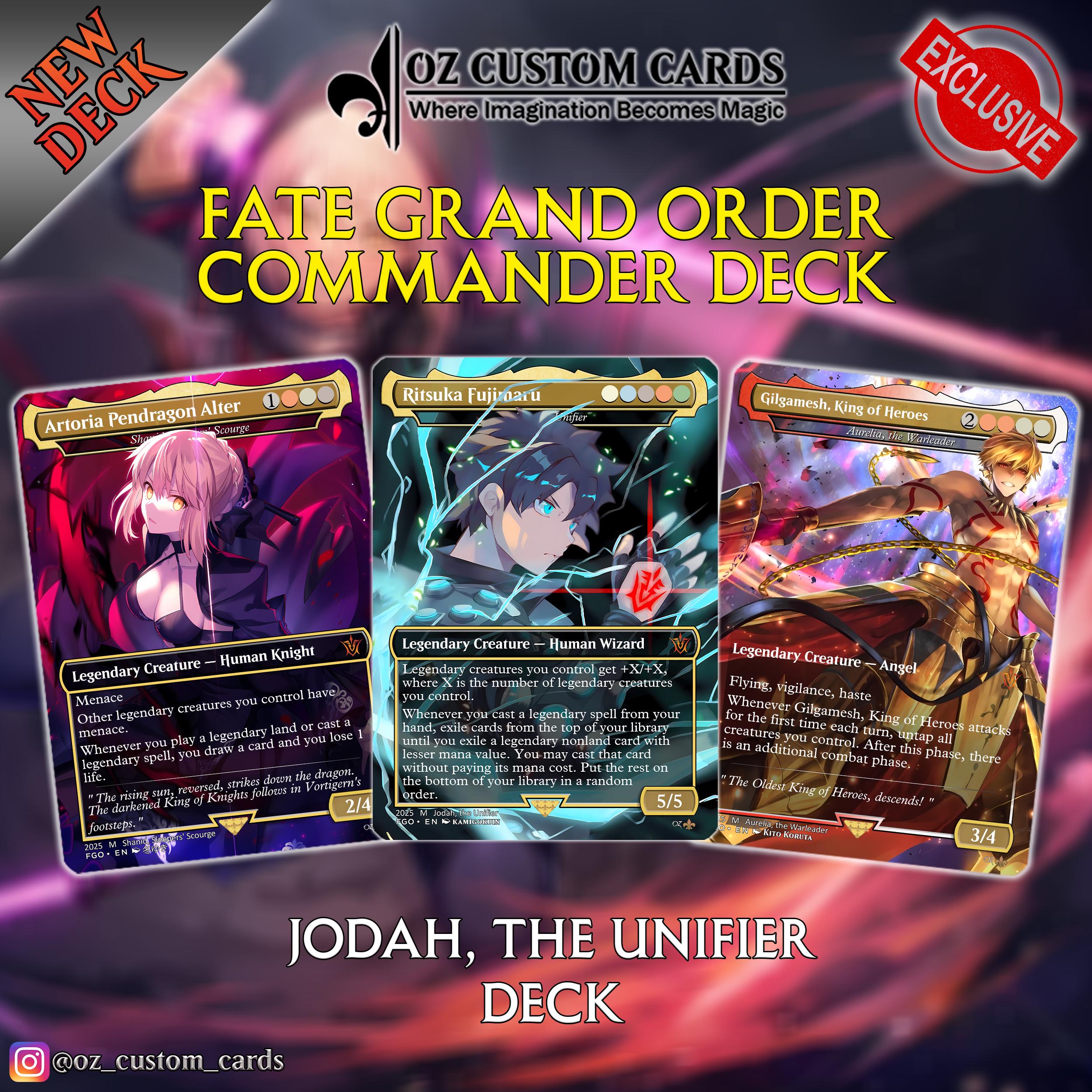 Fgo Command Card Fate Grand Order Commander Deck | Custom EDH Deck 100 Cards + Tokens ...