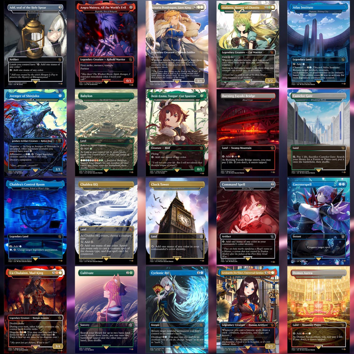Fate Grand Order Commander Deck | Custom EDH Deck 100 Cards + Tokens ...