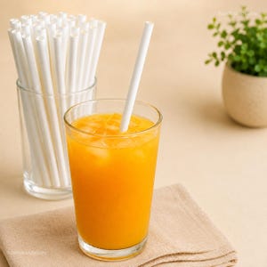 Umweltfreundliche weiße Papierstrohhalme | 20 cm, 5 mm, biologisch abbaubare Trinkhalme (plastikfrei)
