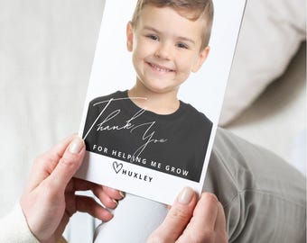 Biglietto di ringraziamento personalizzato per insegnanti con foto – Ricordo scolastico stampabile (5 x 7 pollici, download digitale)