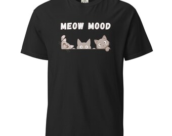 Koszulka „Meow Mood” – Peeking Kittens, zabawna koszulka dla miłośników kotów, 100% bawełny