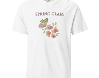 Wiosenna, olśniewająca koszula w kwiaty z motylami – pastelowy top