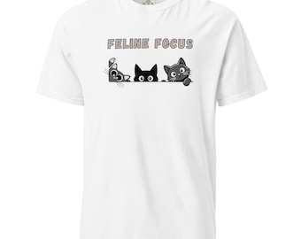 Koszulka z kotem Feline Focus – Zabawna koszulka z humorem o pracy z domu