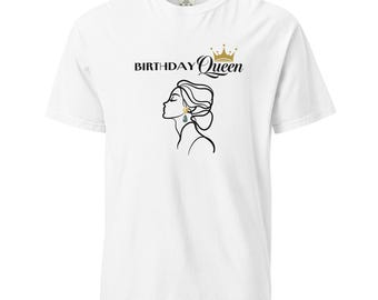 Koszulka z królową urodzin – szykowny, minimalistyczny strój urodzinowy, elegancki prezent graficzny z koroną dla niej