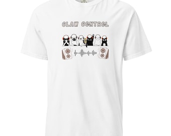 Koszulka DJ Cat – Koszulka dla miłośnika muzyki z kontrolą pazurów, 100% bawełny z nadrukiem graficznym