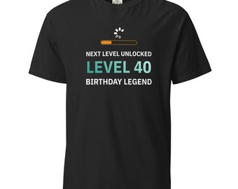 Koszulka urodzinowa Level 40 – Koszulka Next Level Unlocked Gamer Legend