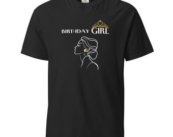 Koszulka urodzinowa dla dziewczynki – minimalistyczna koszulka z koroną i grafiką