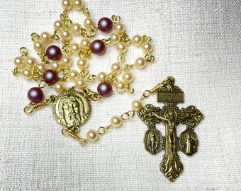 Holy Face Pearl and Brass Chaplet