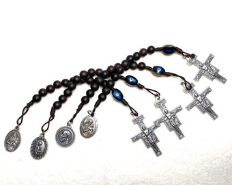 Ebony Blackwood and Blue/Brown Beaded Tenner Rosary