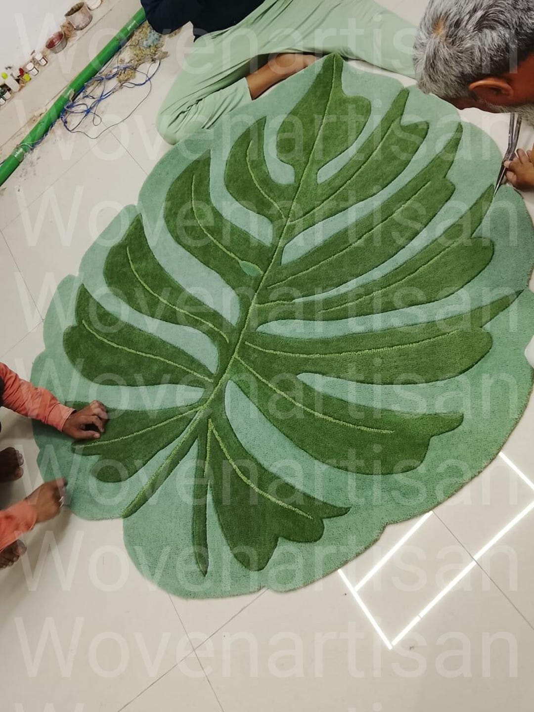 Leafy Handmade Rug Hand-tufted Leaf Rug | Botanical Green Nature Floor Carpet - Etsy