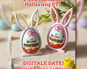 Easter Bunny Egg Holder STL – Easter Bunny for Children's Surprise Eggs – 3D Print File Decoration – Easter Egg Holder 3D Model – Easter Decoration Printable