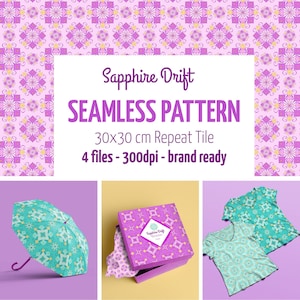 Sapphire Drift – Single Light Color Pattern | Ocean Seamless Design for Small Brands & Creatives