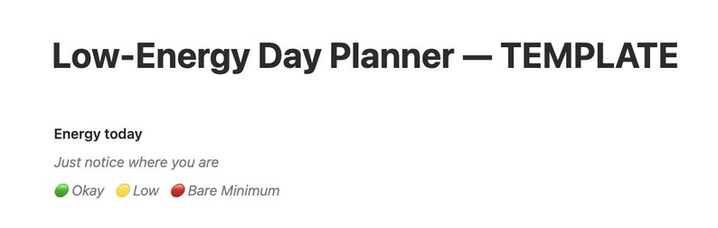 Low Energy Day Planner Notion Template for ADHD Burnout | Gentle ...