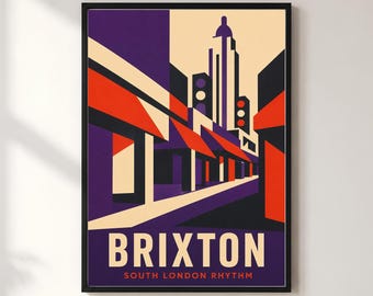 Brixton Geometric Print | Retro Wall Art for London Lovers