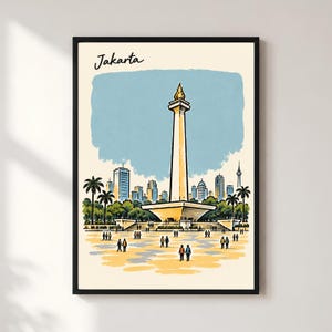 Jakarta Monas Print | Sketch Style Travel Poster