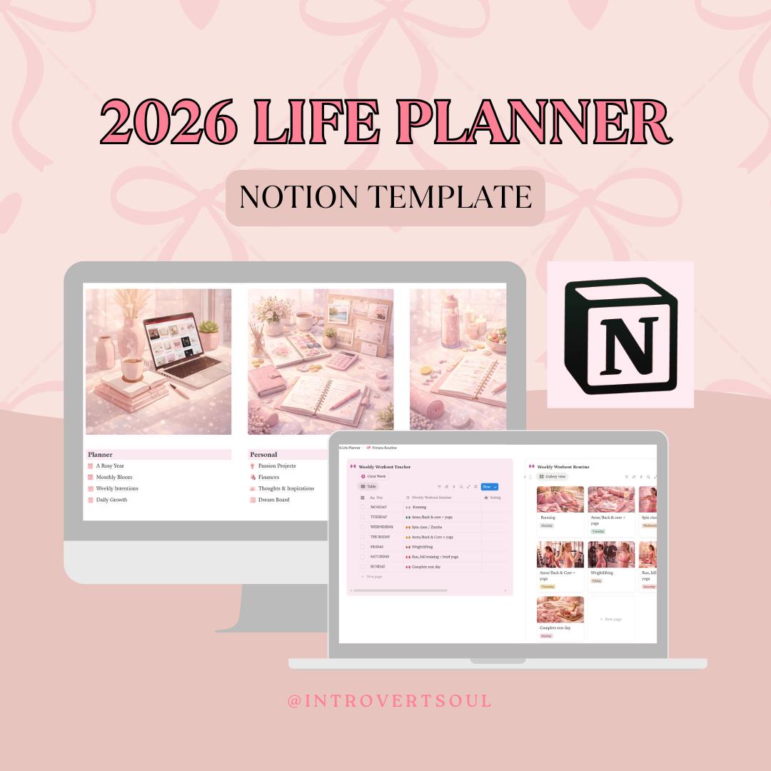 2026 Coquette Life Planner Notion Template | Pink Organizer (digital ...