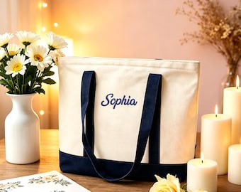 Bolso de mano con texto personalizado, bolso de mano bordado personalizado, bolso de mano de lona, regalo para mamá, regalo para damas de honor, regalo para la novia, boda en la playa, regalo para ella.