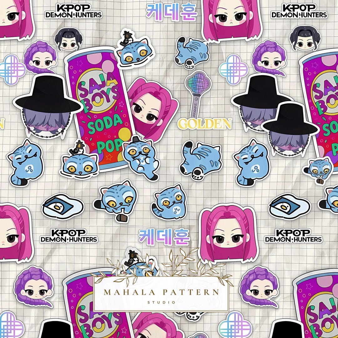 Huntrix Demon Hunters K-pop Chibi Pattern (digital Download) Seamless ...