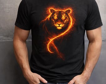 Retro Tiger T-Shirt,Flame Animal Graphic Tee, Bold Streetwear Design, Gift for Him Her, Unique Tiger Shirt, Birthdays presents, Father's Day