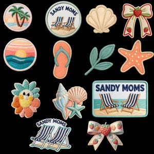Beach Mom Embroidery Patches | Summer Coastal Shirt Designs (Digital Download)