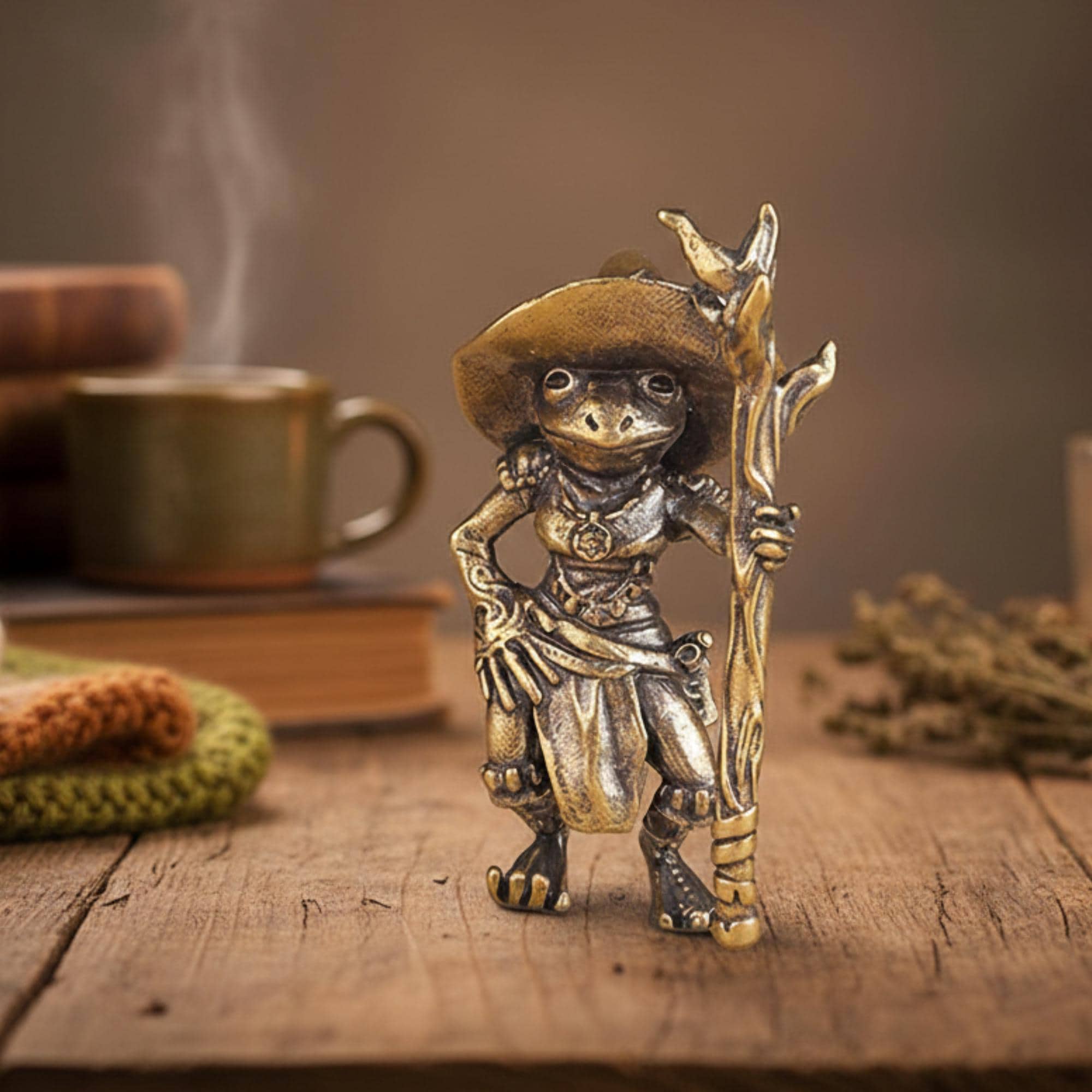 Figurine de grenouille artistique en laiton pour décoration d