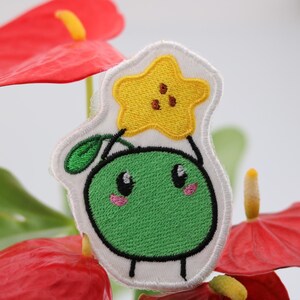 Stardew valley embroidery Iron-on patch junimo holding star fruit