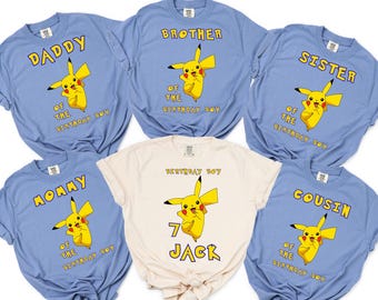 Custom Family Matching Outfit, Personalized ,Pokemon Shirt, Go Birthday Party Shirt, Retro Family Tee, Gift for Kids, Pokémon Matching shirt
