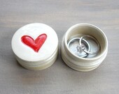 Engagement Ring Box Proposal Wedding Anniversary Small Hand Crafted Keepsake Jewelry Pill Box Red Heart Cream Color Valentines Mothers Day
