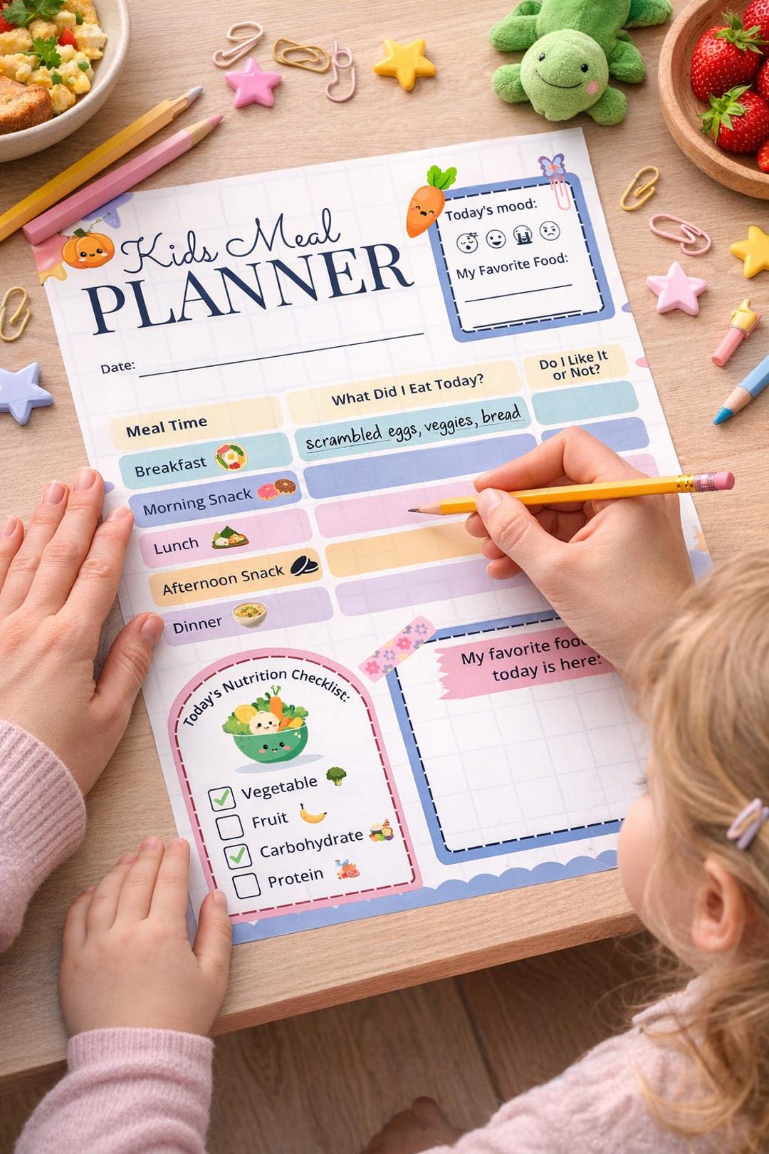 Kids Meal Planner Printable | Daily Food Tracker for Children | Fun ...